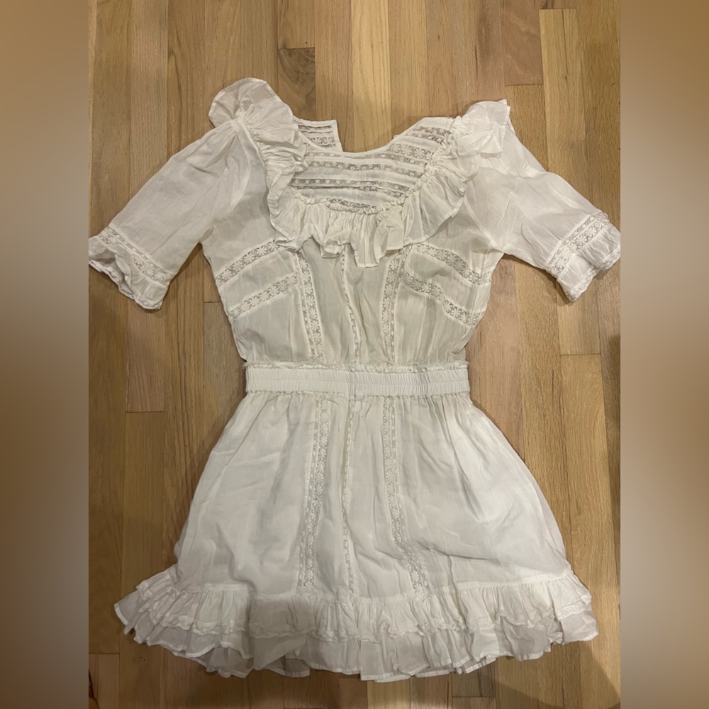 LoveShackFancy white mini dress. Size small. Good condition.